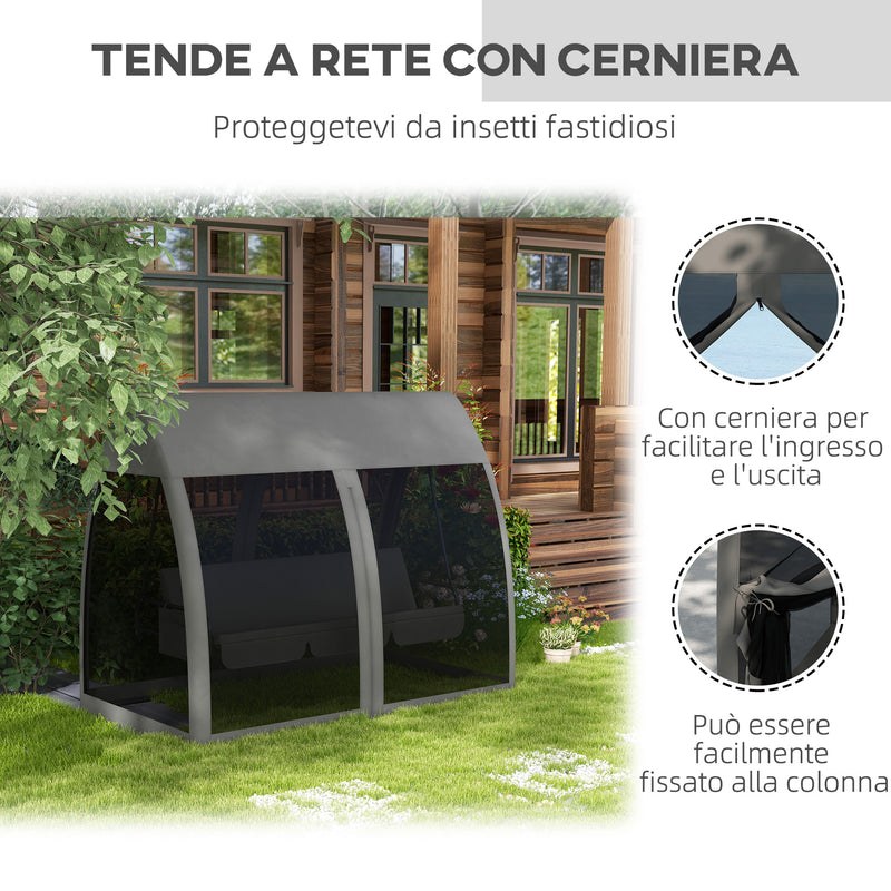 Dondolo da Giardino 2 in 1 Convertibile in Letto 240x140x197 cm con Cuscini e Zanzariera Grigio