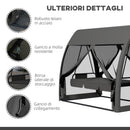 Dondolo da Giardino 2 in 1 Convertibile in Letto 240x140x197 cm con Cuscini e Zanzariera Grigio