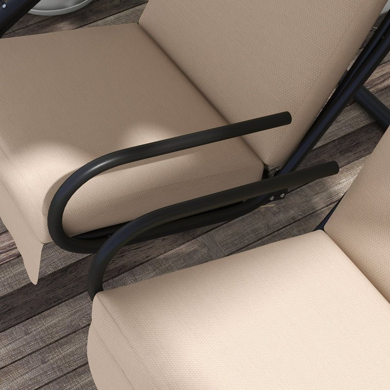 Dondolo da Giardino 2 Posti con Tetto Parasole 170x136x170 cm in Acciaio e Poliestere Beige