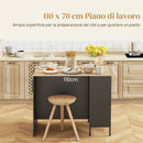 Isola da Cucina con Ripiani 14,5x70x90 cm Portacoltelli e Armadietto con Anta Scorrevole Nero