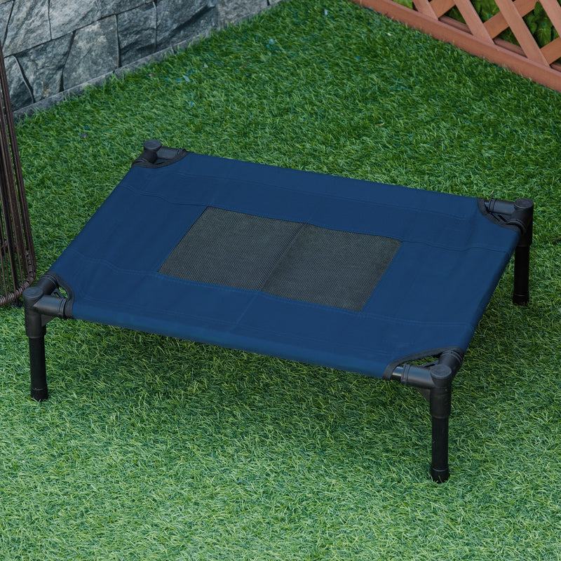 Lettino per Cani Rialzato con Seduta Traspirante 61x46x18 cm in Acciaio e Tessuto Marrone e Nero