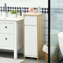 Mobile Bagno con Cassetto e Armadietto con Ripiano Regolabile Interno 32,6x30x90 cm in MDF Bianco e legno naturale