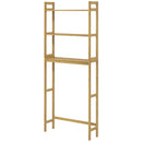 Mobile Sopra WC Salvaspazio a 3 Ripiani Aperti a Doghe 68x20x165 cm in Bambù 