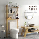 Mobile Sopra WC Salvaspazio a 3 Ripiani Aperti a Doghe 68x20x165 cm in Bambù 
