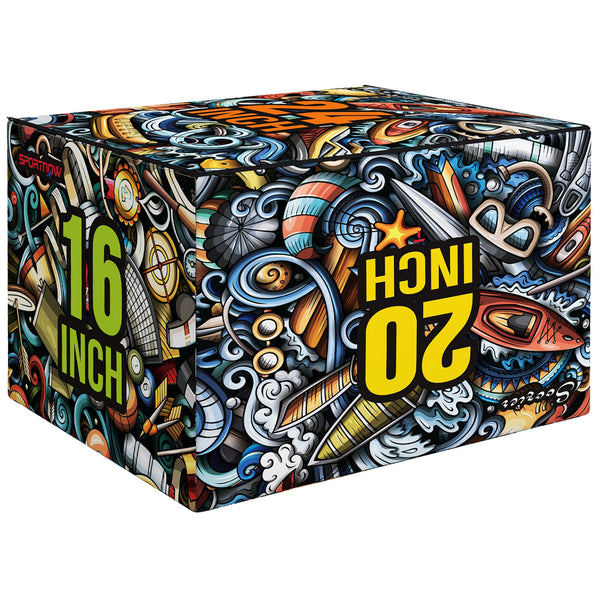 online Plyo Box Attrezzo per Allenamento 3 Altezze 61x51x41 cm Jumping Box Antiscivolo Multicolore Multicolore