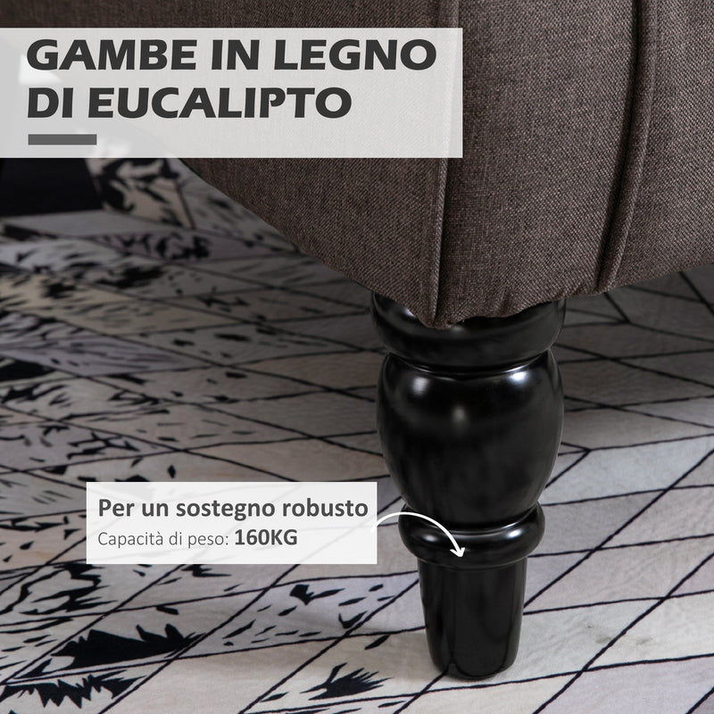 Poltrona per Salotto in Stile Francese con Seduta Imbottita e Cuscini 74x86x102 cm in Poliestere Marrone