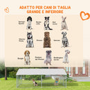 Recinto per Cani Grandi fino 30kg per Esterno 4x2,3x1,5m con Tetto Impermeabile e Anti-UV Argento