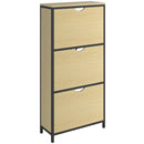 Scarpiera Slim con 3 Cassetti per 18 Paia di Scarpe 60x24x124 cm Ripiani Regolabili Rovere