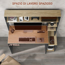 Scrivania Moderna con Ripiani e Supporto per CPU 114x45x138 cm in Legno Grigio e Legno Naturale