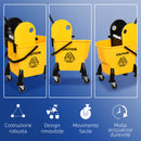 Secchio Lavapavimenti Professionale con Strizzatore Manuale 44x36x90 cm 4 Ruote e Maniglia in Metallo Giallo