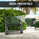 Sedia da Campeggio Pieghevole con Tavolino Laterale 81x51x87 cm in Metallo e Tessuto Oxford Verde