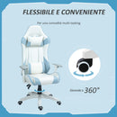 Sedia da Gaming Reclinabile 135° con Poggiatesta e Supporto Lombare 67x60x120-128 cm in Similpelle Azzurro