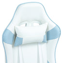 Sedia da Gaming Reclinabile 135° con Poggiatesta e Supporto Lombare 67x60x120-128 cm in Similpelle Azzurro