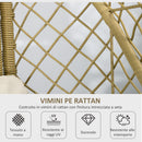 Sedia da Giardino a Uovo con Seduta Imbottita e Poggiatesta 88x85x143 cm in Rattan PE e Acciaio 