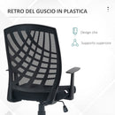 Sedia Poltrona Operativa da Ufficio 58x56x97,5-106,5 cm Funzione Dondolo e Tessuto a Rete Nero