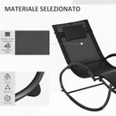 Sedia Sdraio a Dondolo Zero-Gravity da Esterno Impermeabile 155x61x88 cm con Poggiatesta Nero