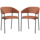 Set 2 Sedie da Pranzo Imbottite e Monoblocco 59x56x78 cm in Tessuto Effetto Lino e Acciaio Arancione