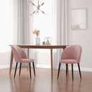 Set 2 Sedie da Pranzo Imbottite Stile Nordico 52x54x79 cm in Metallo e Velluto Rosa