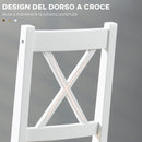 Set 4 Sedie per Cucina e Soggiorno con Schienale a Croce 41x46,5x86 cm in Legno di Pino Bianco e Rovere