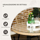 Set Tavolo con Vetro Temperato e 6 Sedie con Cuscini da Giardino in Acciaio e PE Rattan Naturale Nero e Beige
