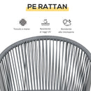 Set Tavolino e 2 Sedie con Cuscini da Giardino in Rattan PE Grigio