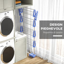 Stendino Verticale con 4 Ripiani Regolabili 142x55x172 cm in Acciaio e Plastica Blu e Argento