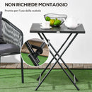 Tavolino da Esterni Pieghevole con Piedini Antiscivolo 60x60x71 cm in Acciaio Nero