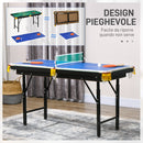 Tavolo Multi Gioco Pieghevole 2 in 1 per Biliardo e Ping Pong 140x63x60-80 cm con Accessori Inclusi