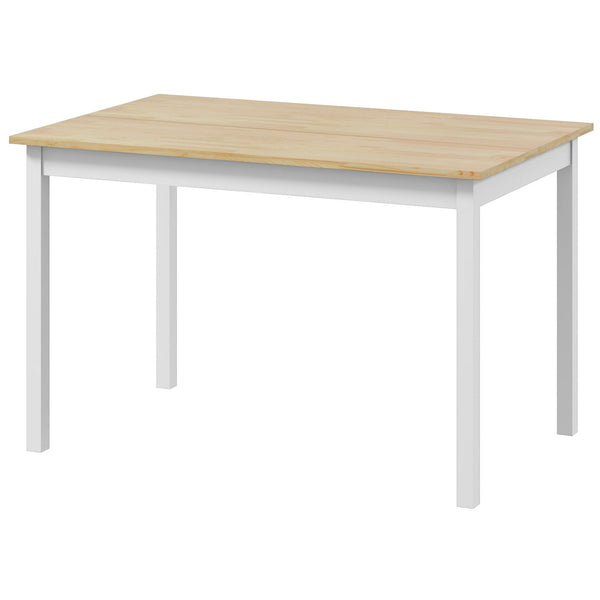 sconto Tavolo da Pranzo 4 Posti con Piedini Antiscivolo 120x75x75 cm in Legno di Pino Naturale e Bianco