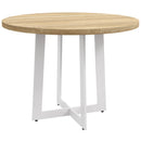 Tavolo da Pranzo Rotondo Moderno per 4 Persone Ø100x75 cm in MDF e Acciaio colore Legno Naturale e Bianco