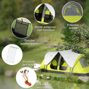Tenda da Campeggio 4 posti con 2 Spazi Separati 450x215Px180 cm in Poliestere e Fibra di Vetro Verde