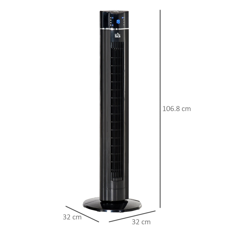 Ventilatore a Colonna 60W con 3 Velocità Ø32x106,8 cm 3 Modalità e Timer 8h in ABS Nero