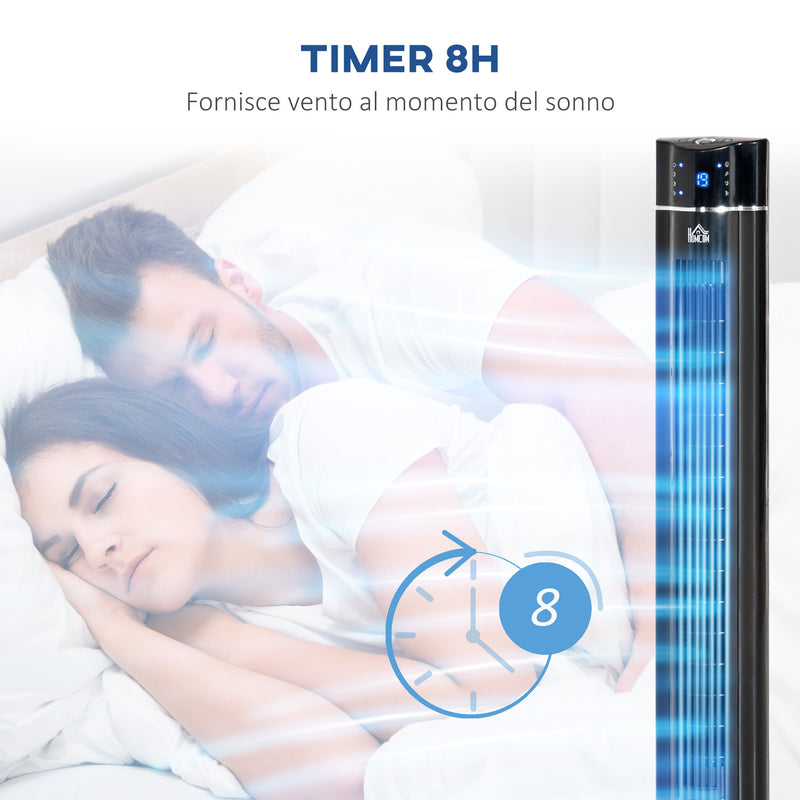 Ventilatore a Colonna 60W con 3 Velocità Ø32x106,8 cm 3 Modalità e Timer 8h in ABS Nero