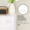 Cassettiera 5 Cassetti Antiribaltamento 55x33x100 cm Bianco Lucido  