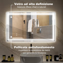 Specchio per Bagno con Luci LED a 3 Tonalità 100x3x60 cm Antiappannamento e Strato Antiurto    