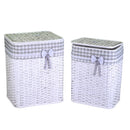 Set 2 Ceste Portabiancheria in rattan ivan bianco rettangolare 