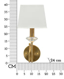 Lampada da Muro Salisburg 18x24x40 cm in Ferro e Vetro e Tessuto Oro e Bianco      