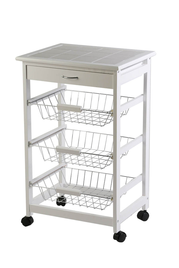 Carrello da Cucina in Legno Bianco 3 Cestelli Tosini C002S online