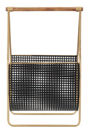 Porta Giornali Fashion 37x23x54,5 cm Legno di Abete e in Ferro Nero e Oro