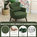 Poltrona Moderna da Camera Imbottita in Velluto Verde  