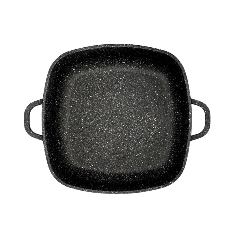 Tegame Quadrato con Coperchio in Vetro Antiaderente 2 Manici 28x28 cm Olympia Hard Cook