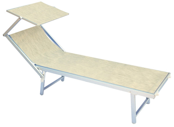 sconto Lettino Prendisole da Giardino 184x67x39 cm in Alluminio Sabbia