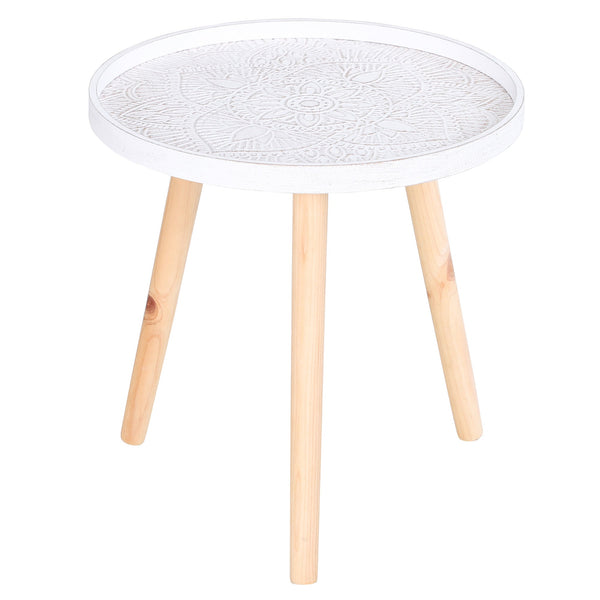 online Tavolino Basso Ø40x40,5 cm in Legno e MDF Bianco