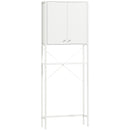 Mobile Bagno Sopra WC e Lavatrice 64x20x180 cm con Armadietto in MDF Bianco  