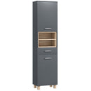 Mobile a Colonna da Bagno con Cassetto e Armadietti 40x24x160 cm in Legno Grigio 