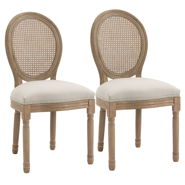 Set 2 Sedie Imbottite 49x56x96 cm in Legno e Tessuto Bianche prezzo