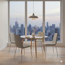 Tavolo con Top in Vetro Tondo Ø139,5x74 cm Gambe in Legno