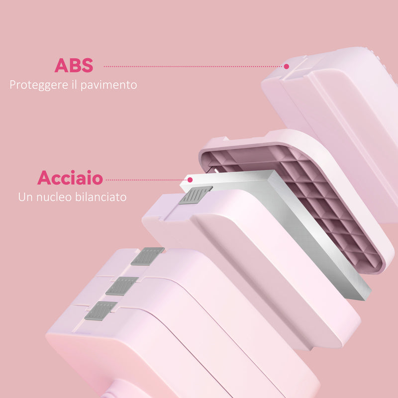 Set 2 Manubri Pesi Quadrati e Antiscivolo da 5 kg con Piastre Rimovibili in Acciaio e ABS Rosa      