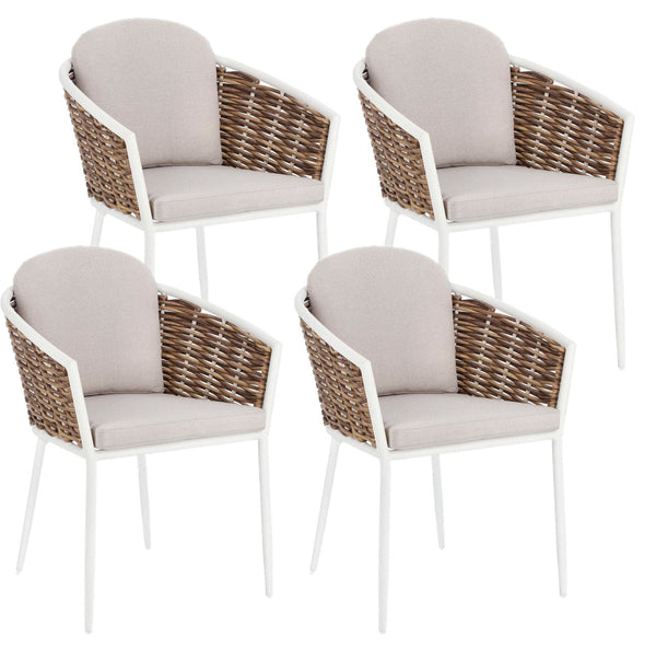 acquista Set 4 Sedie 63x63x79,5h cm con Braccioli e Cuscini Maribela Bianco