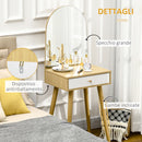 Consolle Trucco 50,5x41x134,5 cm con Specchio e Cassetto in Truciolato Naturale